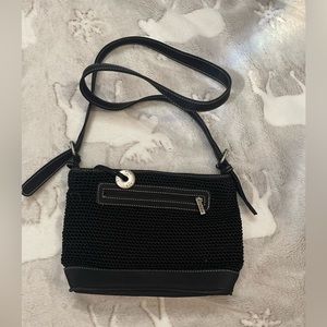 The Sak Black Crochet Knit Crossbody Bag